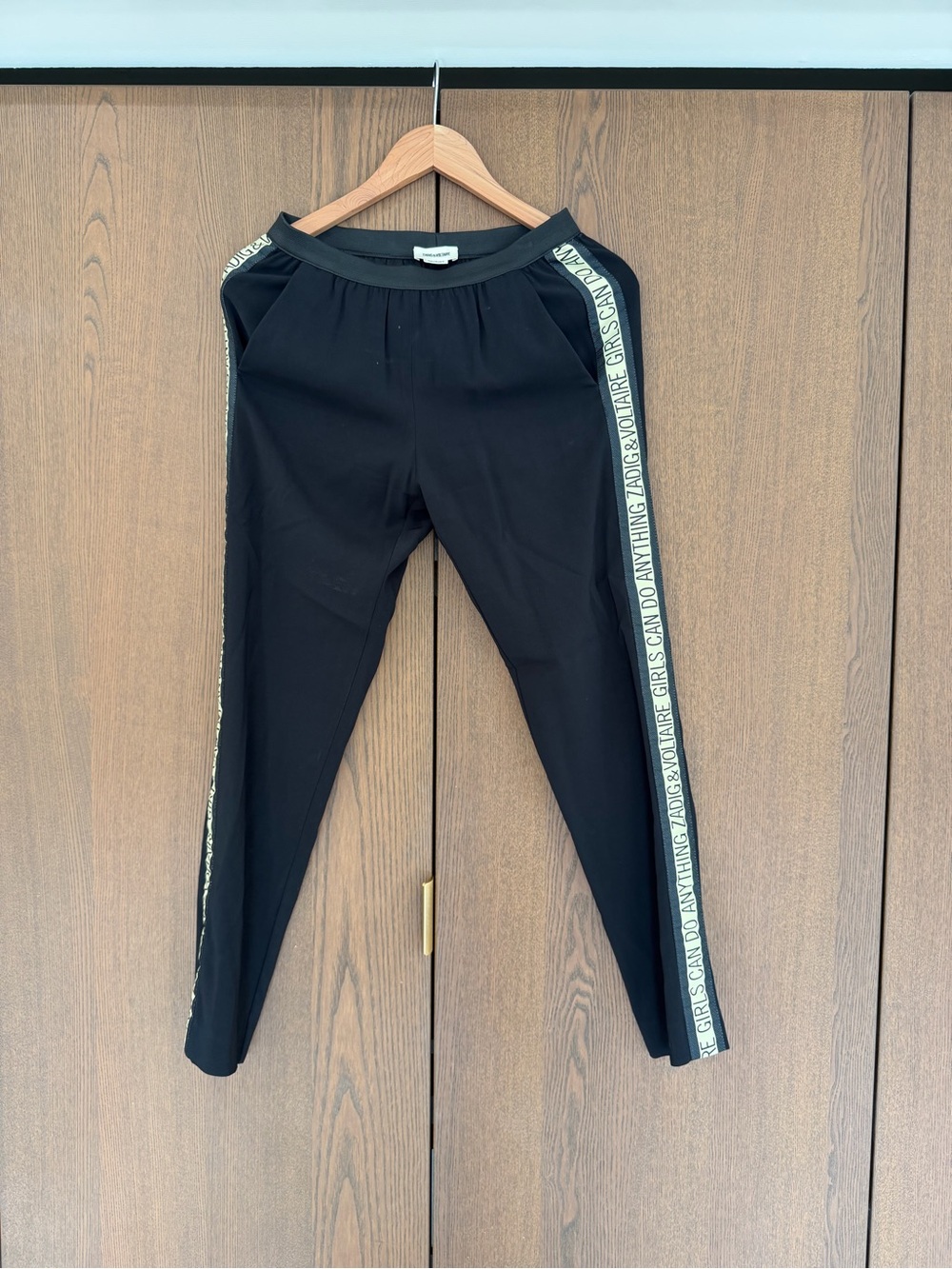 Black Athletic Track Pants with Side Tape
